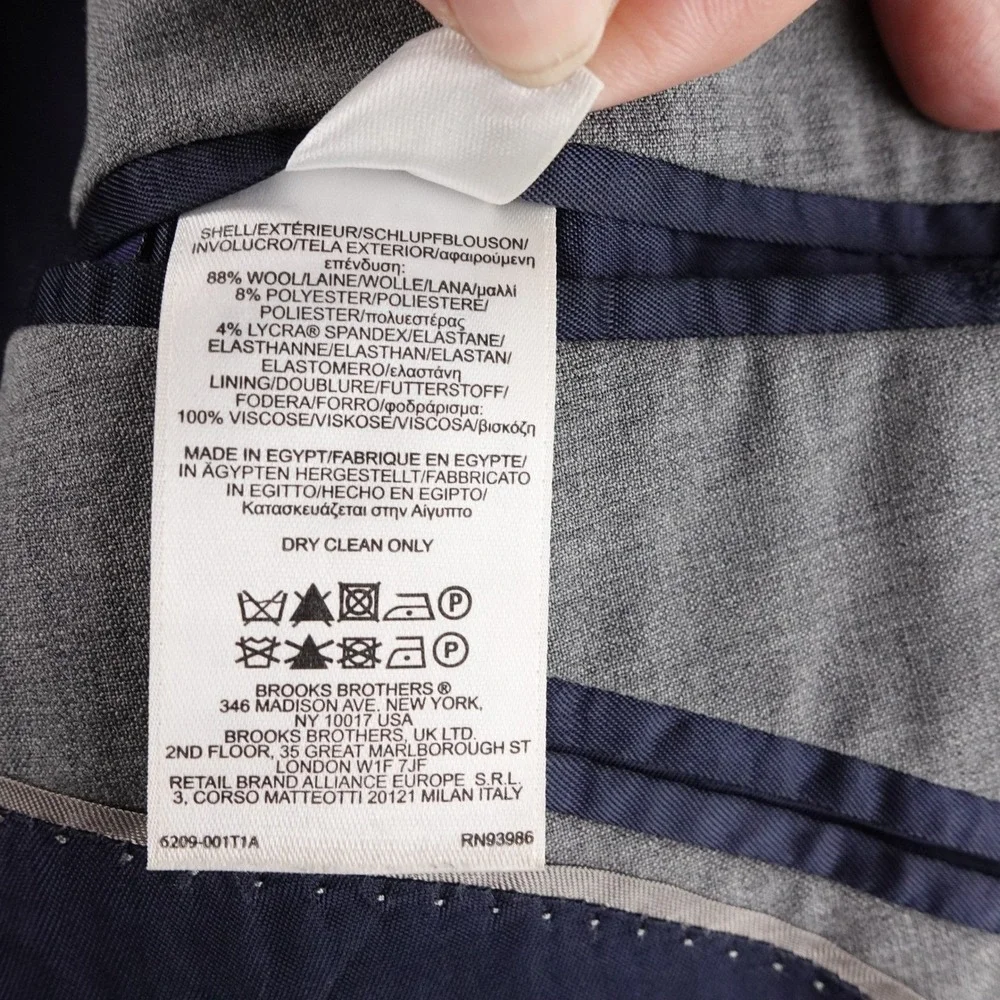 Brooks Brothers 346 Explorer Fitzgerald Men's 44RG Gray‎ Wool Blend Blazer Egypt